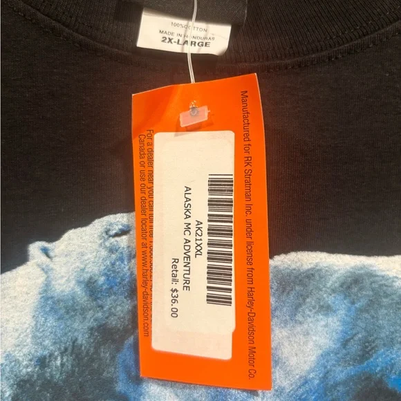New with tags Harley-Davidson Black and Blue Alaska Adventure Tee 2XL - Picture 3 of 5